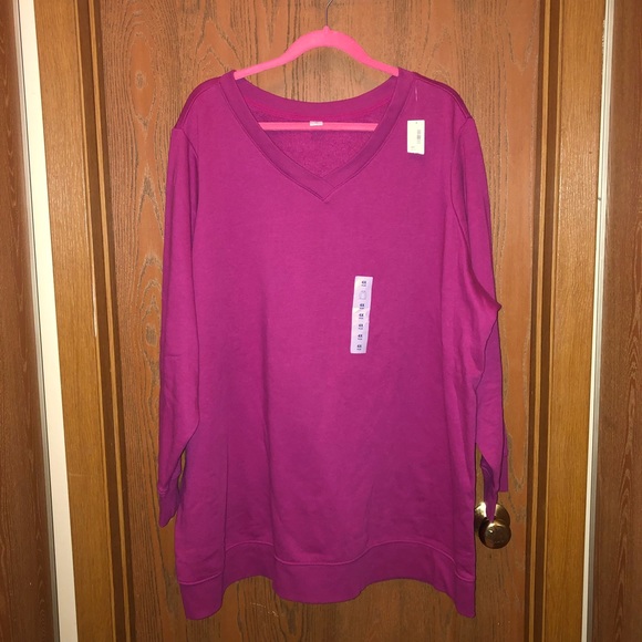 Old Navy Tops - NWT Old Navy Plus Sz 4x Hot Pink Vneck Sweatshirt!
